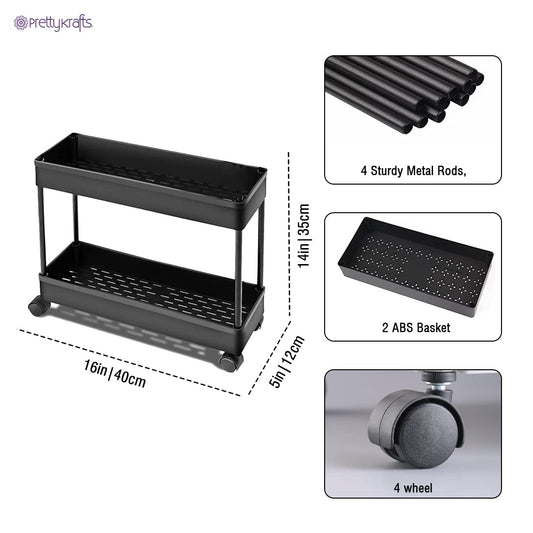 2 Tier Multipurpose Storage Organizer Slim Rack/Trolly